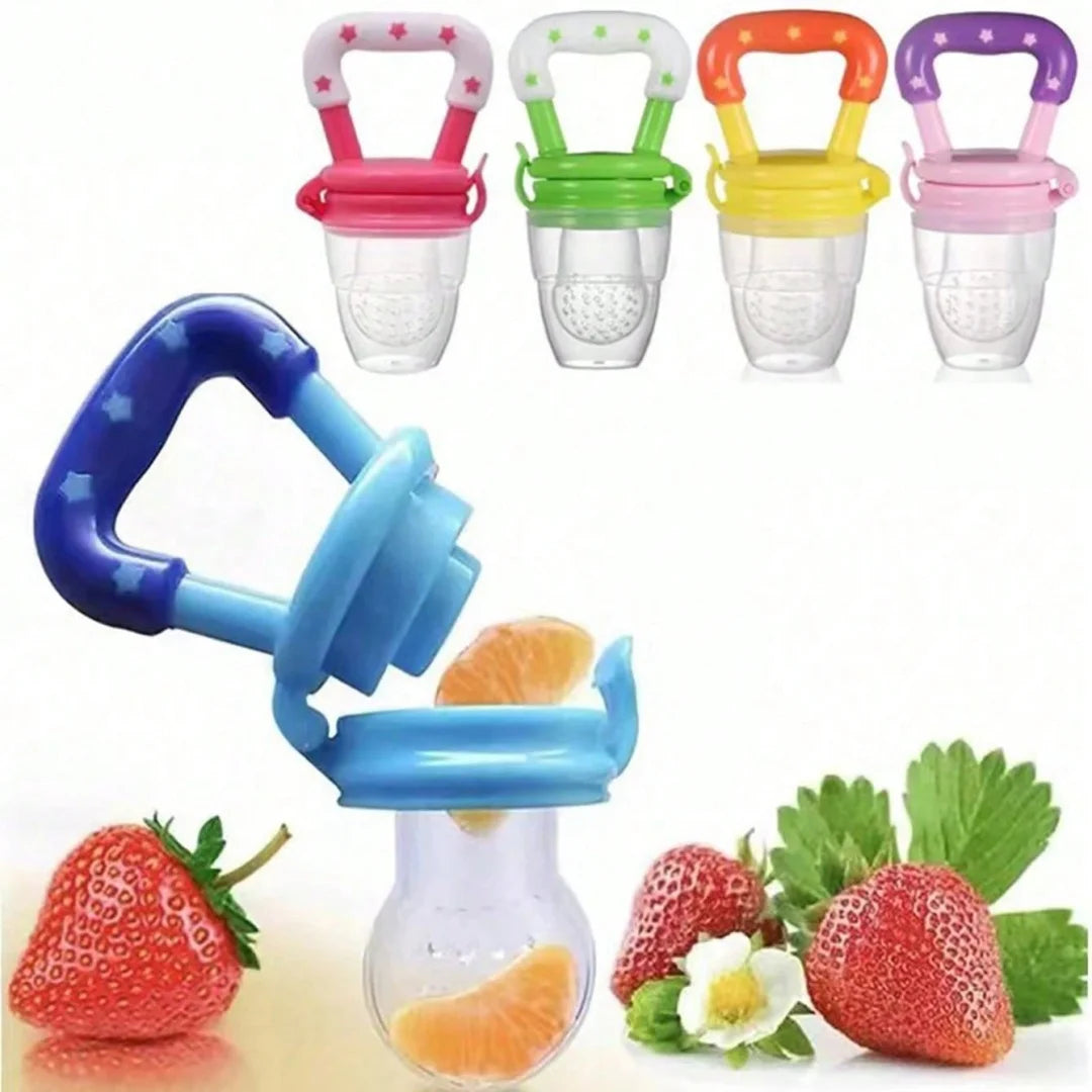4Pcs Baby Feeding Set, Baby Bottle with Suction Base Rice Cereal Bottle, Vegetable & Fruit Feeder, Two Mesh Bags (S L）