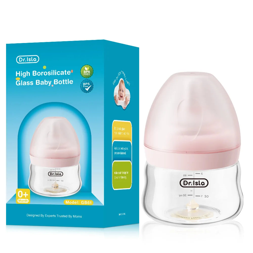 Newborn Feeding Glass Bottles 80/160/240Ml High Borosilicate Wide-Mouthed Anti-Bloating Clear Scale Baby Bottle GB61