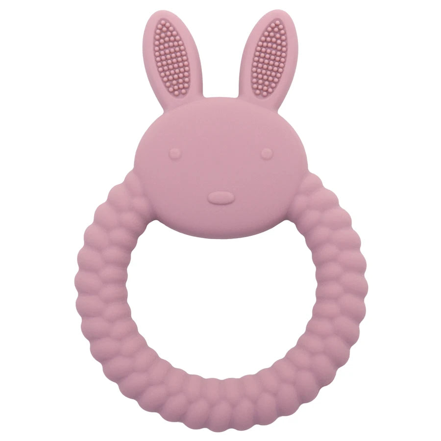 New Design Baby Rabbit Baby Toy Food Grade Safe Silicone Toothbrush Teether Toy Teething Set for Newborn Gift