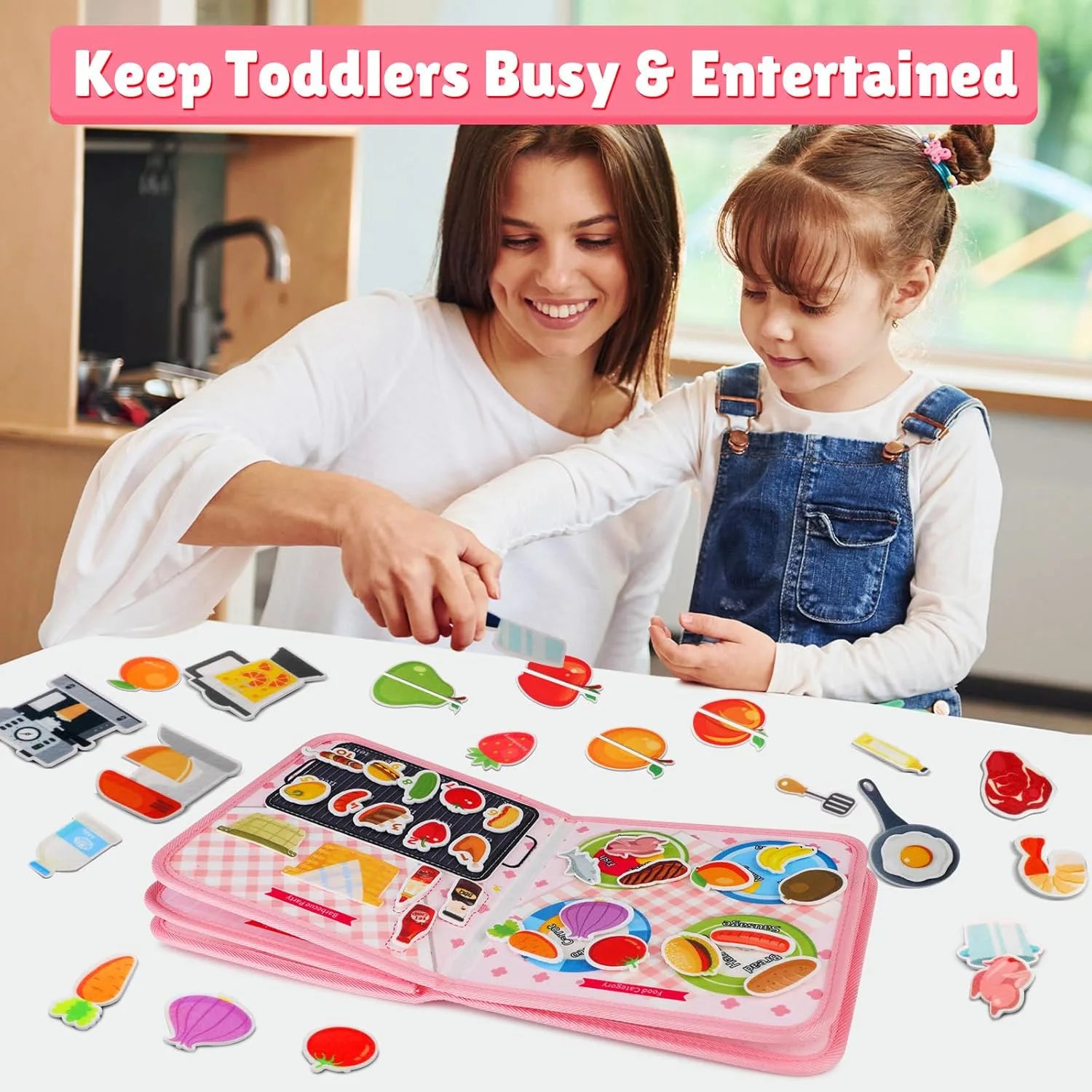 Toddler Busy Board Montessori Toys Busy Book Educational Learning Sensory Toys for Girls Motor Skills Preschool Travel Activitiy
