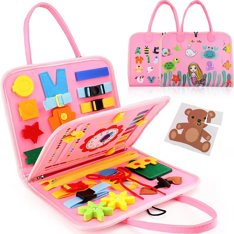 Montessori Toys Busy Board Toddler Sensory Activity Developing Board for Motor Skills， Educational Travel Activity Toys