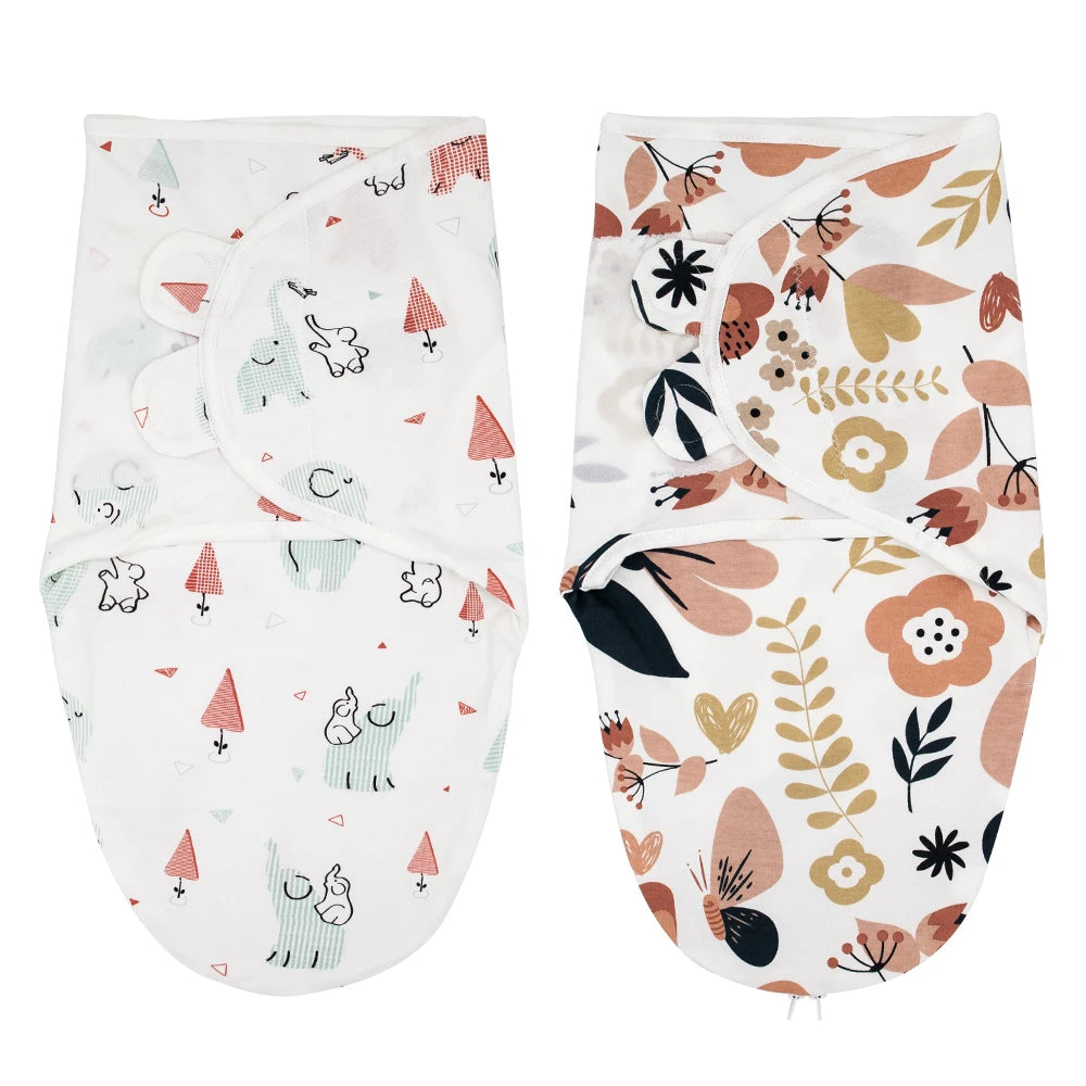 Sleeping Bag for Baby 100%Cotton Soft Adjustable Infant Wrap Summer Thin Sleepwear Elephant Print Diaper Baby Swaddling Blanket