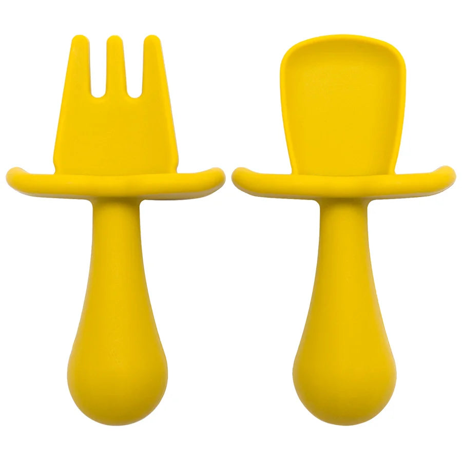 2Pcs/Set BPA Free Silicone Mini Fork Spoon Baby Learning Feeding Solid Food Children'S Tableware Training Utensils for Newborn