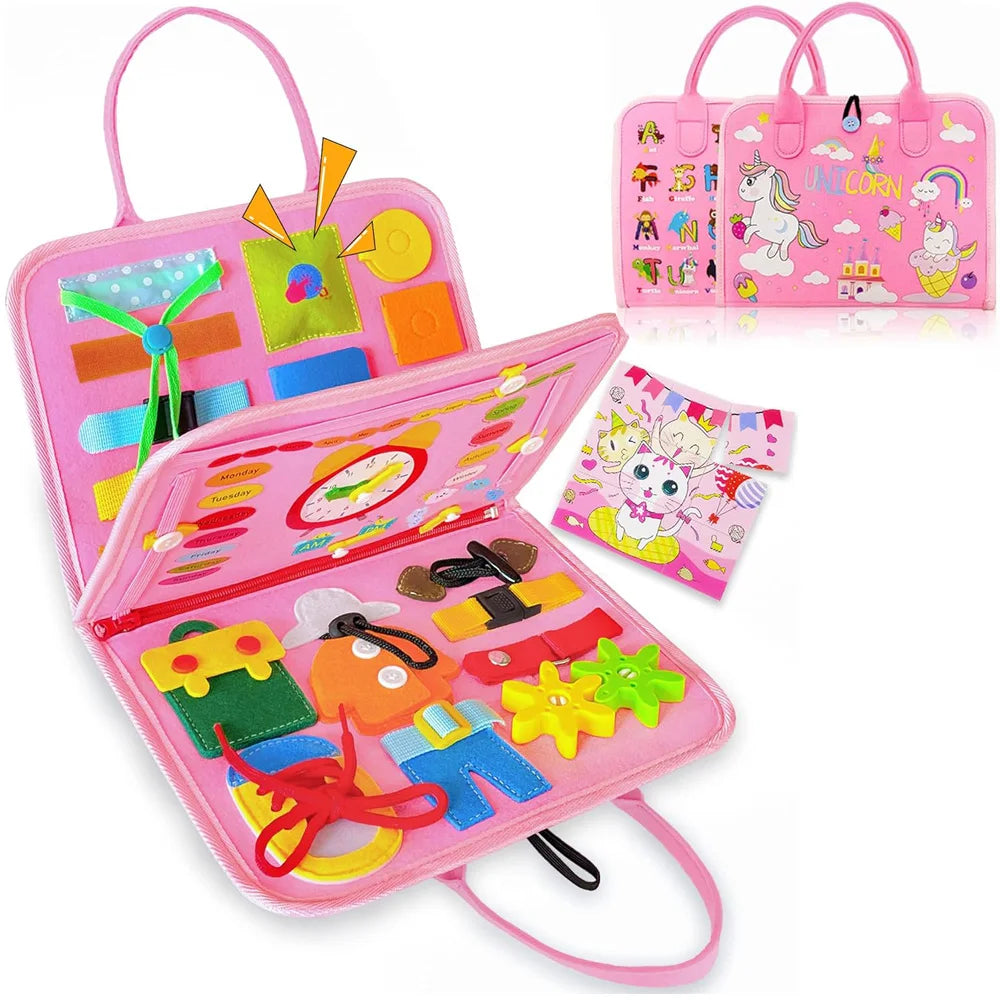 Busy Board Montessori Toys Preschool Educational Learning Activities Sensory Board Fine Motor Skills Toys Travel Kids Busy Book