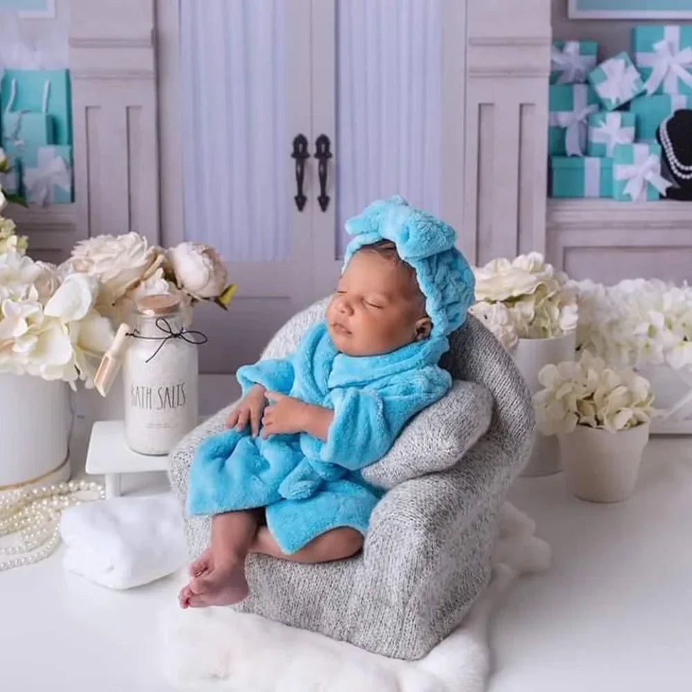 Newborn Photography Props Baby Hooded Robe with Belt Bathrobe Bath Towel Cucumber Set Outfit Baby Costume Photo Accessories