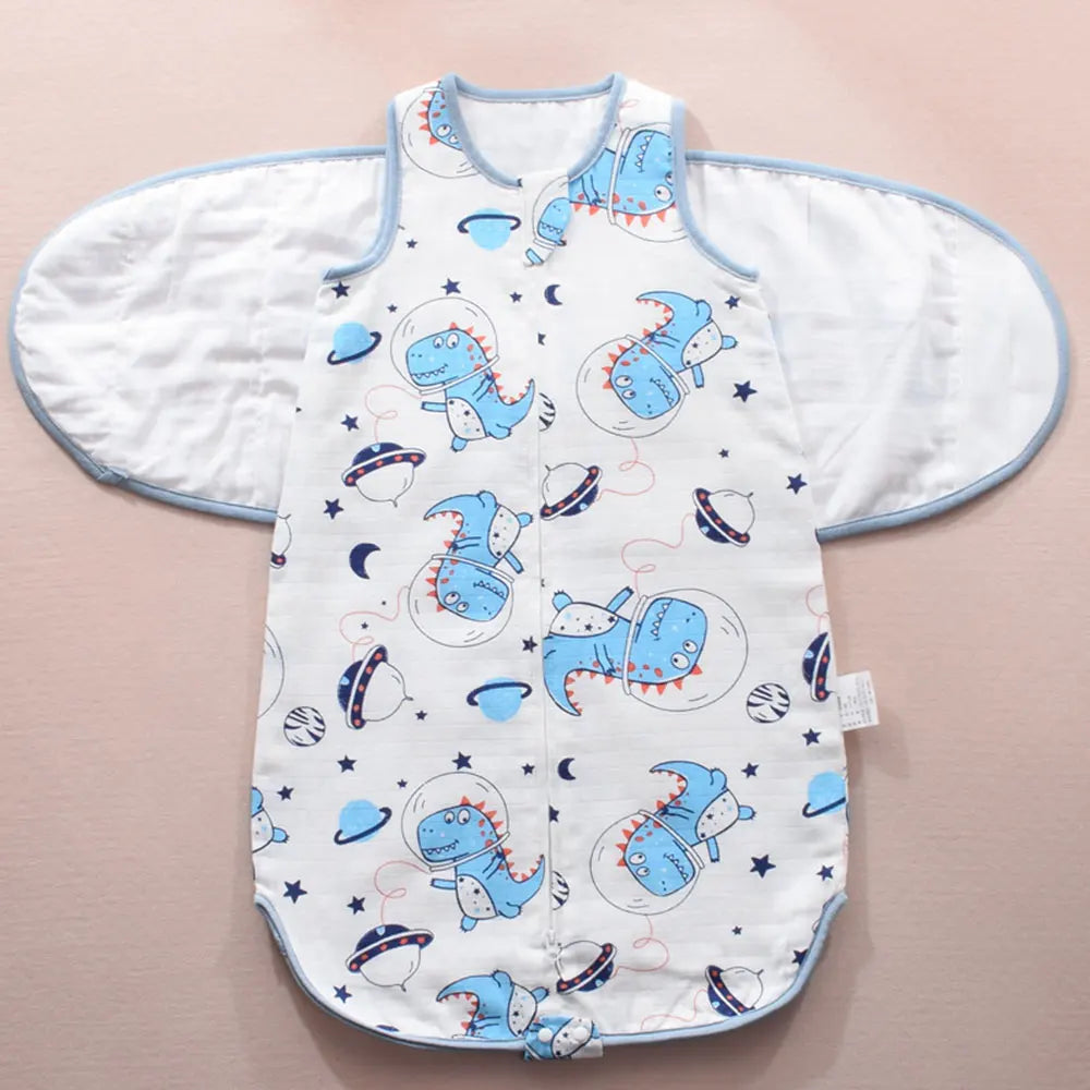 Baby Sleeping Bag Wearable Blanket Newborn Swaddle Wrap Sack Gauze Bamboo Cotton Spring 1Tog Sleep Bag Changing Diaper 0-24M
