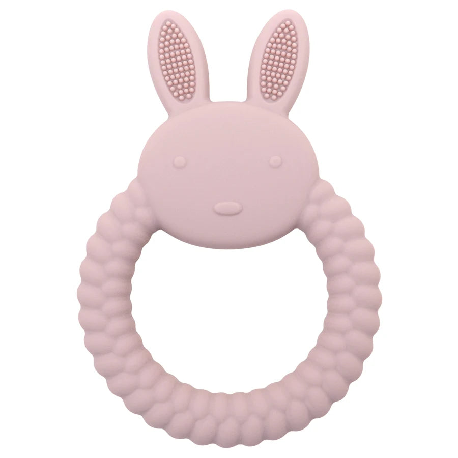 New Design Baby Rabbit Baby Toy Food Grade Safe Silicone Toothbrush Teether Toy Teething Set for Newborn Gift