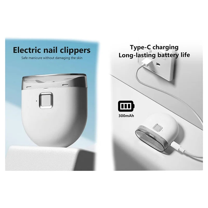A19Q-Portable Electric Nail Clippers, Fully Automatic Silent Nail Clippers, Mini Baby Nail Trimmer with Storage Space
