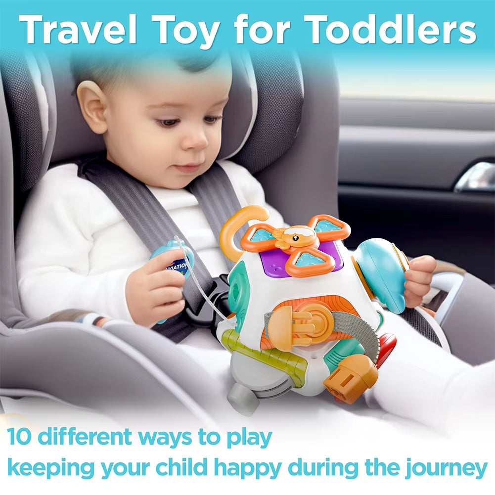 Baby Busy Board Cube Montessori Sensory Practice Activity Skills Early Educational Travel Toys for Toddlers 1-3 Old Boys Girls