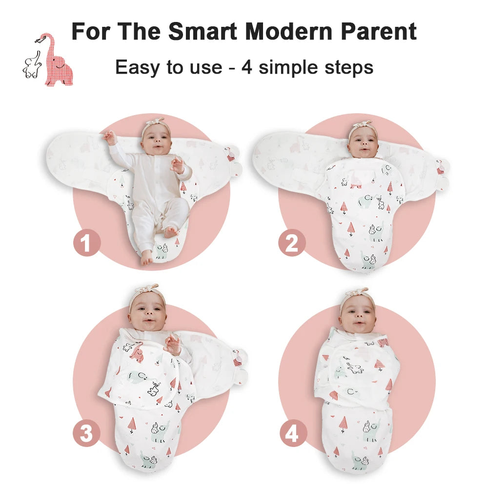 Sleeping Bag for Baby 100%Cotton Soft Adjustable Infant Wrap Summer Thin Sleepwear Elephant Print Diaper Baby Swaddling Blanket