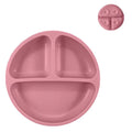 5P Baby Silicone Tableware Set Lid Divided Plate with Suction Bowls Straw Cup Wood Spoon Fork for Toddler Feeding Training Plate