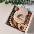 Newborn Gift Set Silicone Teething Bear Toy Soothing Toy Dummy Clip Milestone Gift Box Essentials