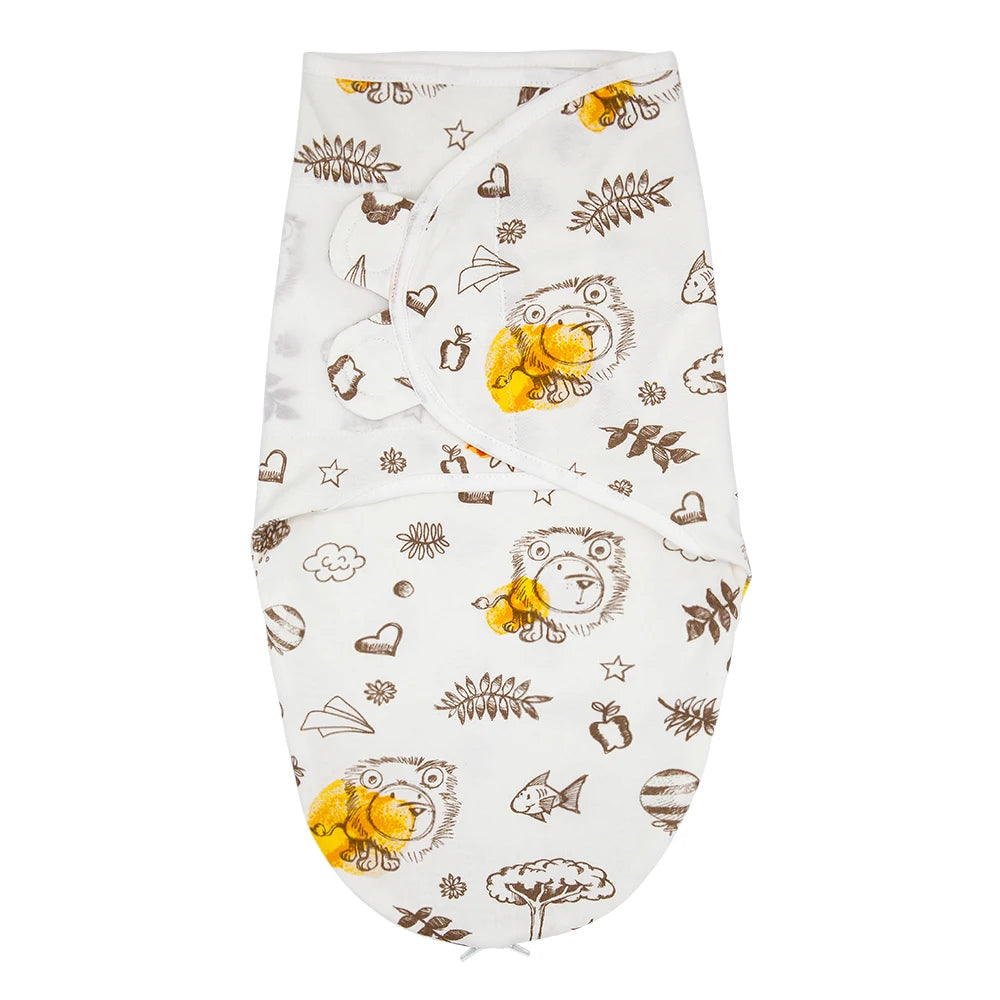 Sleeping Bag for Baby 100%Cotton Soft Adjustable Infant Wrap Summer Thin Sleepwear Elephant Print Diaper Baby Swaddling Blanket