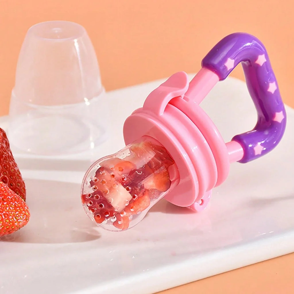 4Pcs Baby Feeding Set, Baby Bottle with Suction Base Rice Cereal Bottle, Vegetable & Fruit Feeder, Two Mesh Bags (S L）