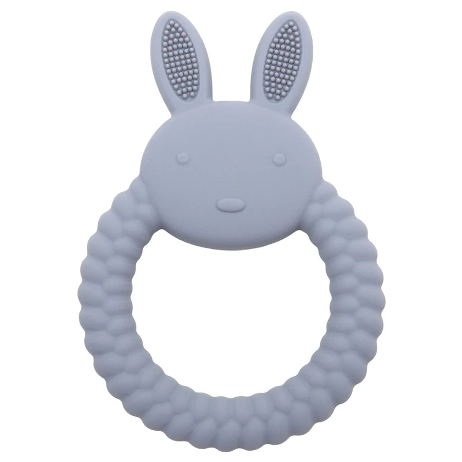 New Design Baby Rabbit Baby Toy Food Grade Safe Silicone Toothbrush Teether Toy Teething Set for Newborn Gift