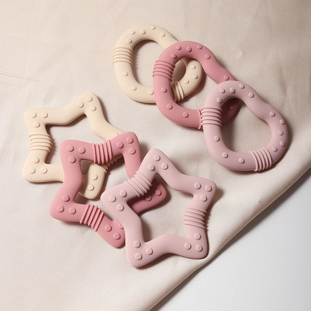 Food Grade Silicone Heart Teether New Baby Teething Toy Silicone Teether for Infant Relief Comfortable Chew Toy