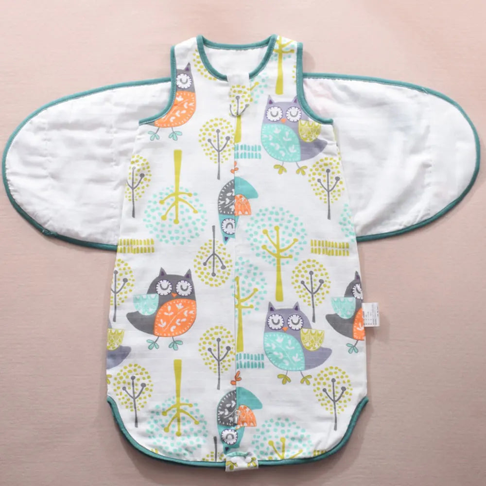 Baby Sleeping Bag Wearable Blanket Newborn Swaddle Wrap Sack Gauze Bamboo Cotton Spring 1Tog Sleep Bag Changing Diaper 0-24M
