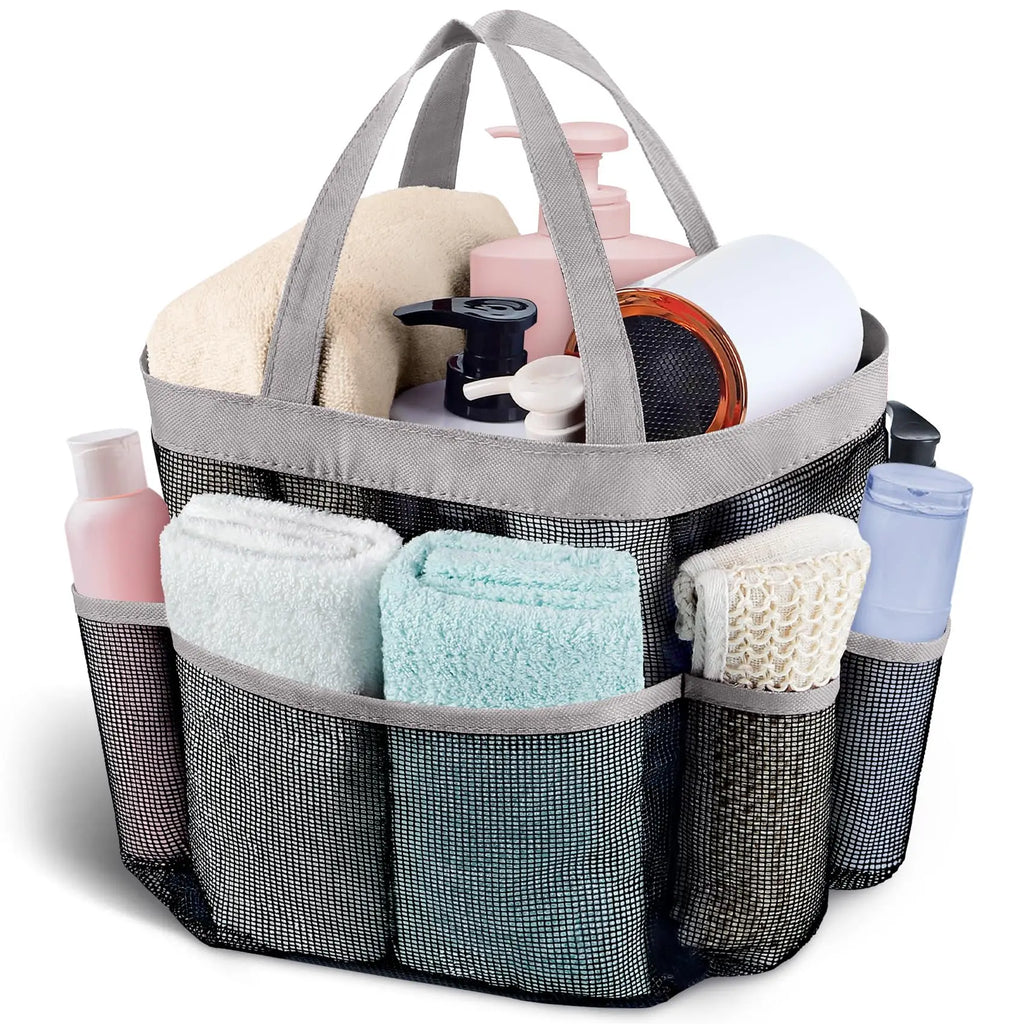 Mesh Shower Caddy Tote Large Shower Caddy Basket Portable Quick Dry Hanging Toiletry Bag 8 Storage Pocket Handle Bath Organizer