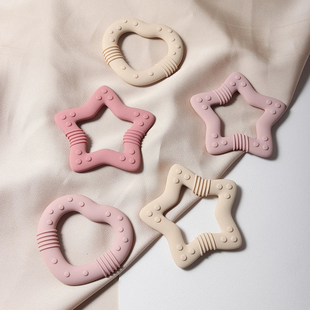 Food Grade Silicone Heart Teether New Baby Teething Toy Silicone Teether for Infant Relief Comfortable Chew Toy