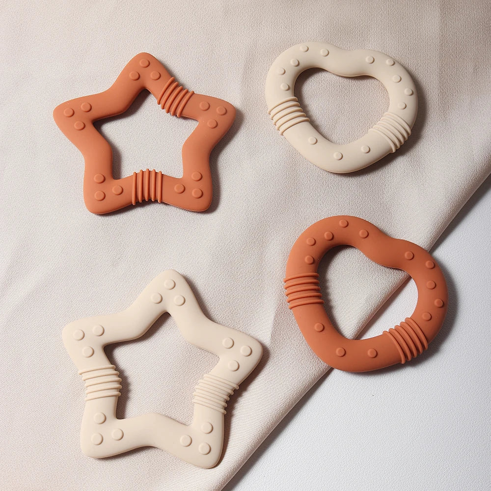 Food Grade Silicone Heart Teether New Baby Teething Toy Silicone Teether for Infant Relief Comfortable Chew Toy