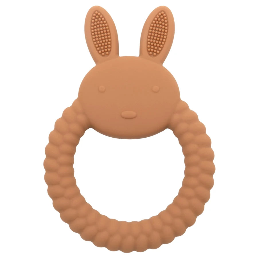 New Design Baby Rabbit Baby Toy Food Grade Safe Silicone Toothbrush Teether Toy Teething Set for Newborn Gift
