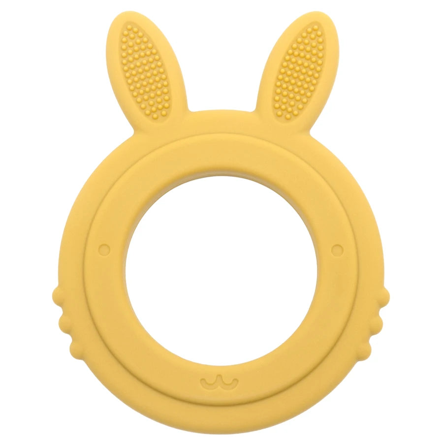 New Design Baby Rabbit Baby Toy Food Grade Safe Silicone Toothbrush Teether Toy Teething Set for Newborn Gift