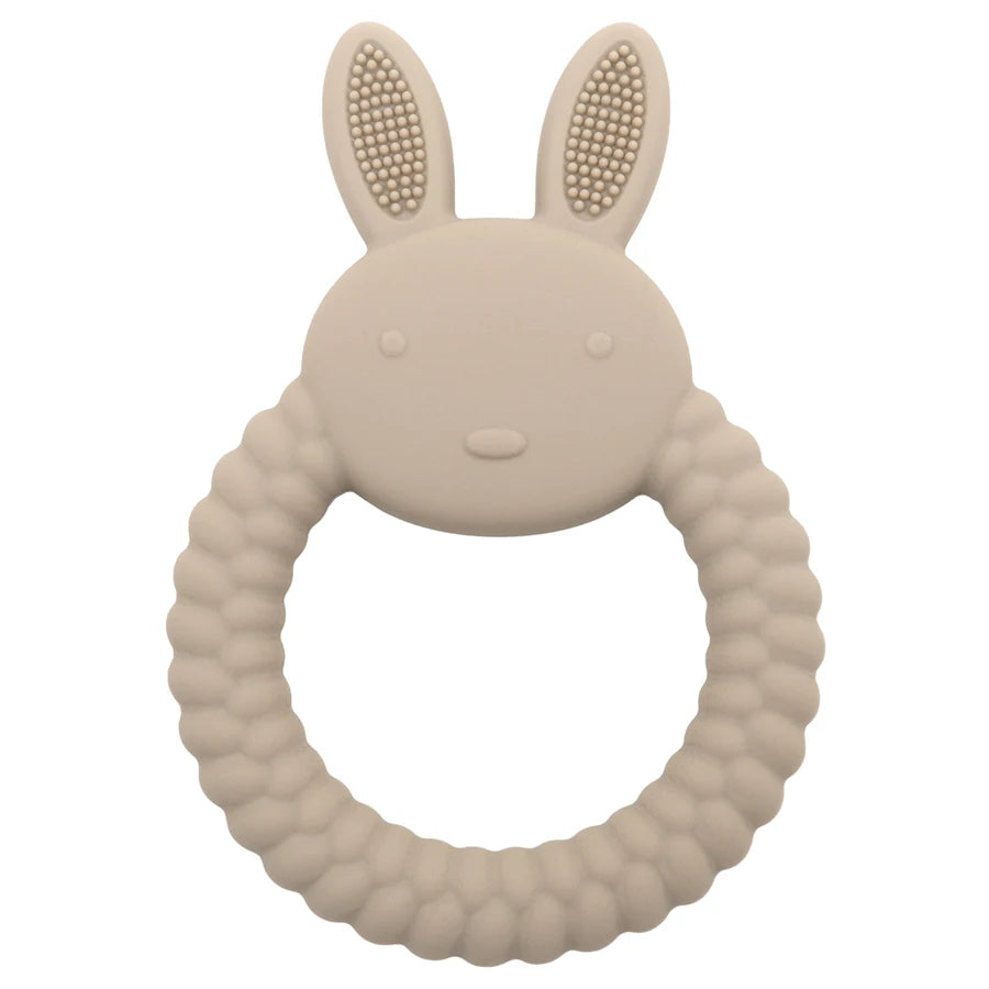New Design Baby Rabbit Baby Toy Food Grade Safe Silicone Toothbrush Teether Toy Teething Set for Newborn Gift