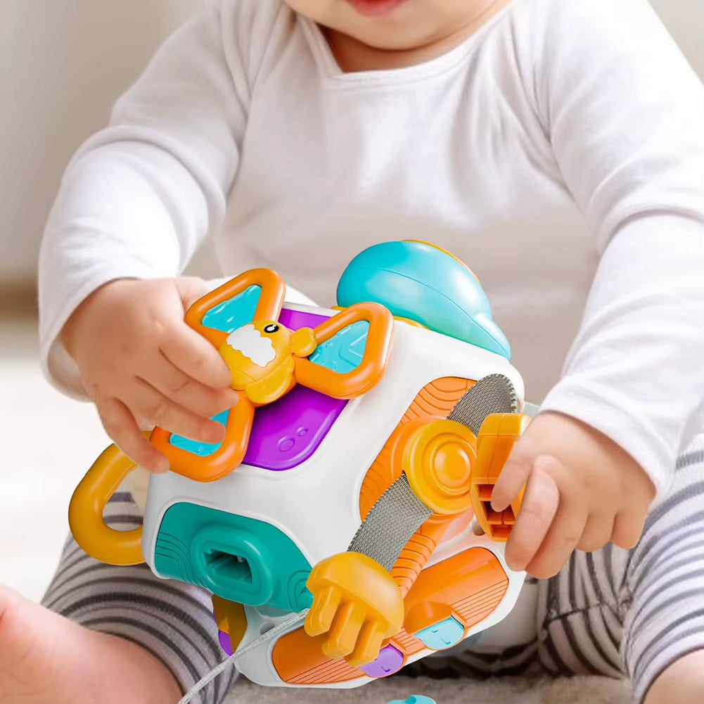 Baby Busy Board Cube Montessori Sensory Practice Activity Skills Early Educational Travel Toys for Toddlers 1-3 Old Boys Girls