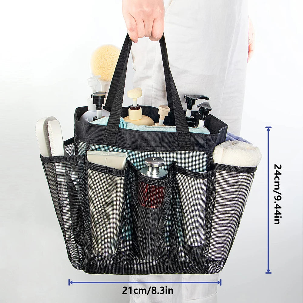 Mesh Shower Caddy Tote Large Shower Caddy Basket Portable Quick Dry Hanging Toiletry Bag 8 Storage Pocket Handle Bath Organizer