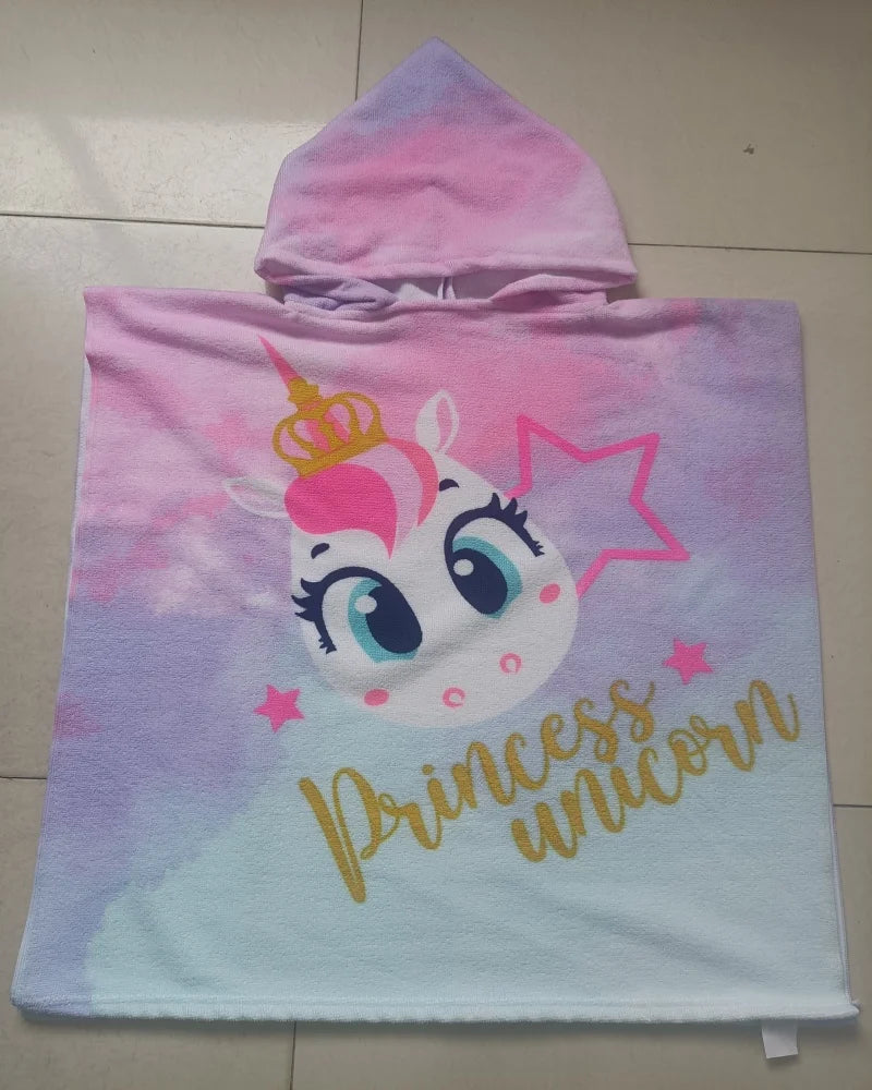 Girl Bathrobe Newborn Towel for Kids Dress up Kids Poncho Cape Kids Unicorn Pattern Beach Towel Poncho Hooded Baby