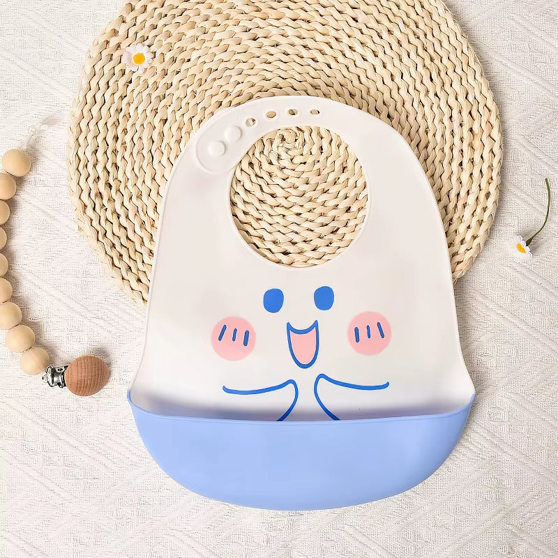 Baby Waterproof Bibs Toddler Silicone Bibs Cute Bowknot Aprons Kids Bib Girl Boy Adjustable Soft Silicone Bib Baby Feeding