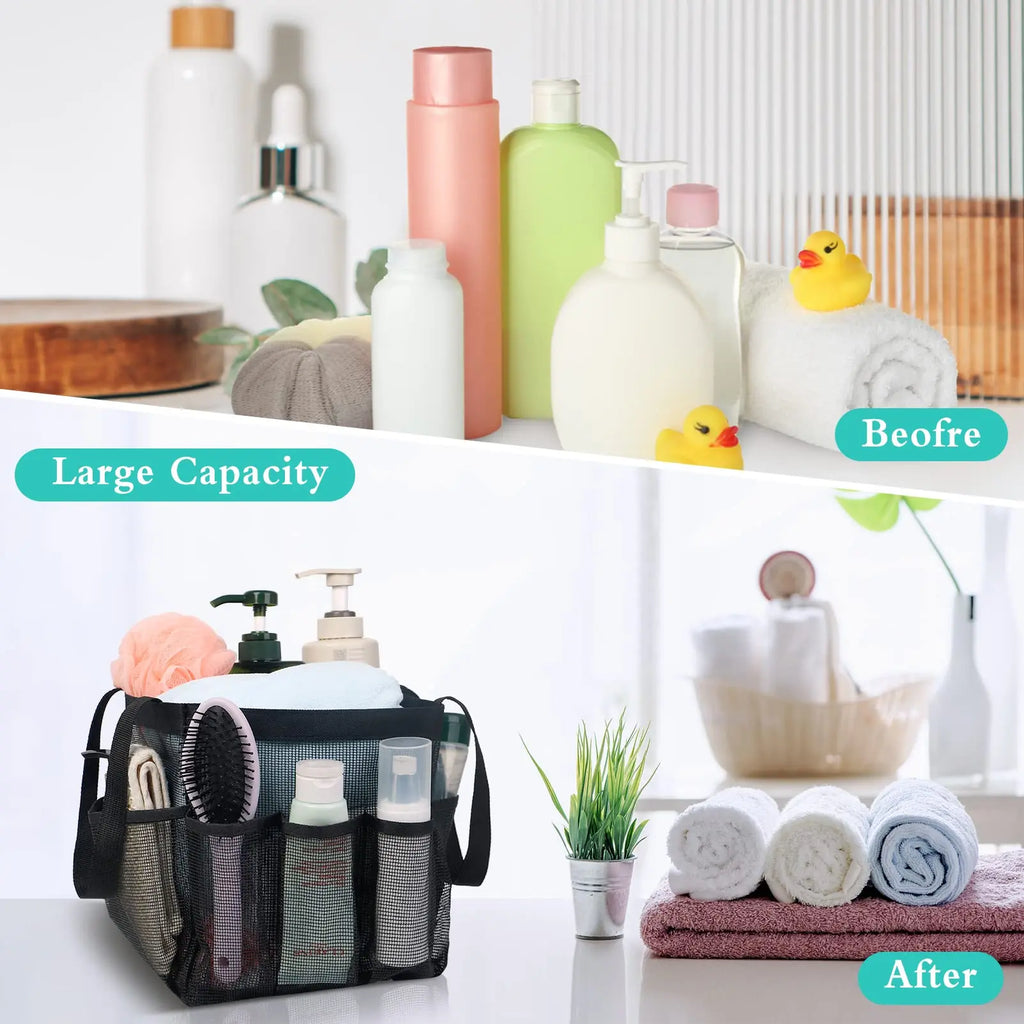 Mesh Shower Caddy Tote Large Shower Caddy Basket Portable Quick Dry Hanging Toiletry Bag 8 Storage Pocket Handle Bath Organizer