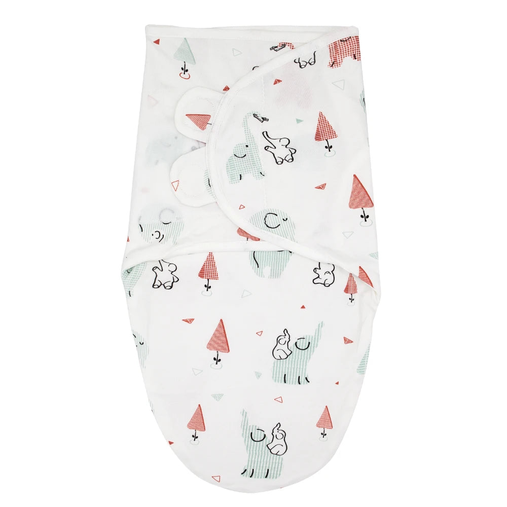 Sleeping Bag for Baby 100%Cotton Soft Adjustable Infant Wrap Summer Thin Sleepwear Elephant Print Diaper Baby Swaddling Blanket