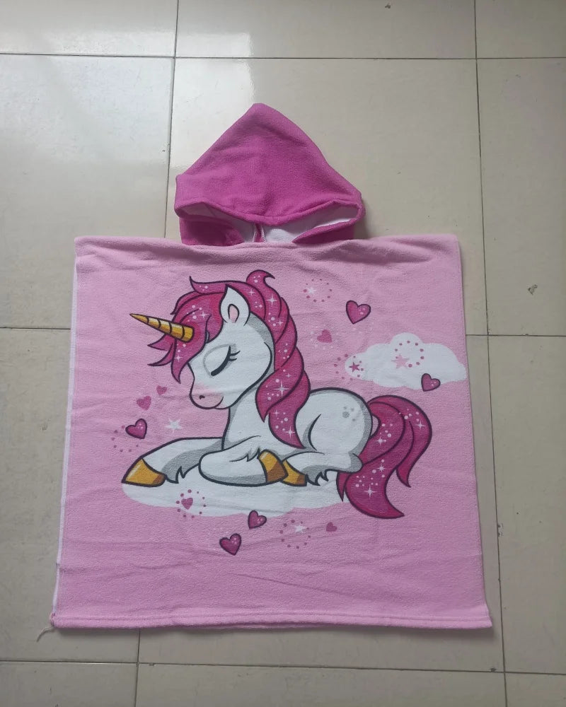 Girl Bathrobe Newborn Towel for Kids Dress up Kids Poncho Cape Kids Unicorn Pattern Beach Towel Poncho Hooded Baby