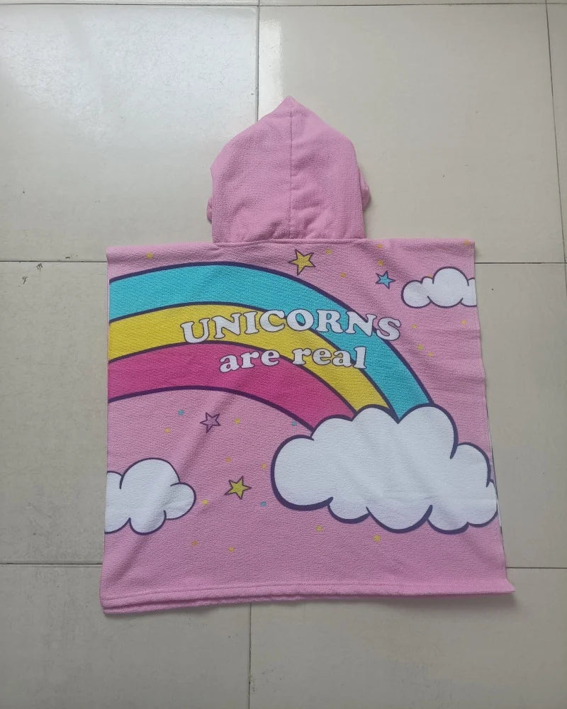 Girl Bathrobe Newborn Towel for Kids Dress up Kids Poncho Cape Kids Unicorn Pattern Beach Towel Poncho Hooded Baby
