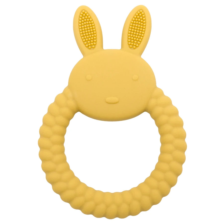 New Design Baby Rabbit Baby Toy Food Grade Safe Silicone Toothbrush Teether Toy Teething Set for Newborn Gift