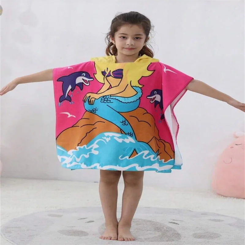 Girl Bathrobe Newborn Towel for Kids Dress up Kids Poncho Cape Kids Unicorn Pattern Beach Towel Poncho Hooded Baby