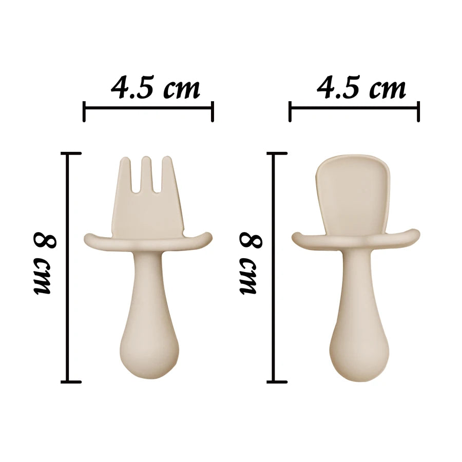 2Pcs/Set BPA Free Silicone Mini Fork Spoon Baby Learning Feeding Solid Food Children'S Tableware Training Utensils for Newborn