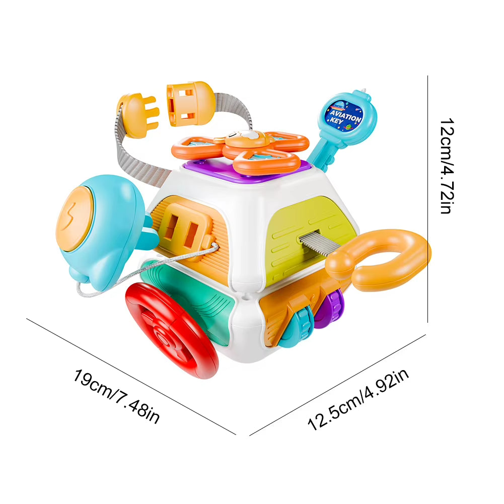 Baby Busy Board Cube Montessori Sensory Practice Activity Skills Early Educational Travel Toys for Toddlers 1-3 Old Boys Girls