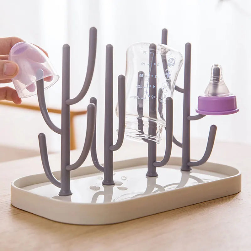 Baby Essentials Bottle Drying Rack for Kitchen Counter,Detachable Bottle Dryer Holder with Base.For Nipples,Cups,Pump Parts