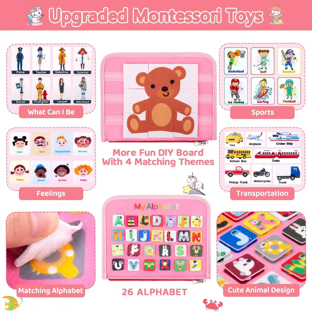 Busy Board Montessori Toys Preschool Educational Learning Activities Sensory Board Fine Motor Skills Toys Travel Kids Busy Book