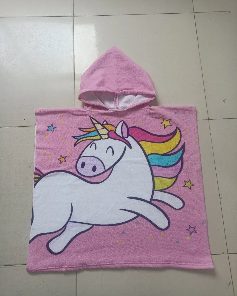 Girl Bathrobe Newborn Towel for Kids Dress up Kids Poncho Cape Kids Unicorn Pattern Beach Towel Poncho Hooded Baby