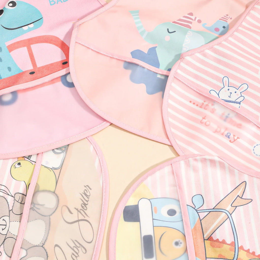 Baby Rice Pocket Bib Antifouling Drool Bib Overgarment Rabbit Wash Drool Pocket PU Waterproof Cape for Children