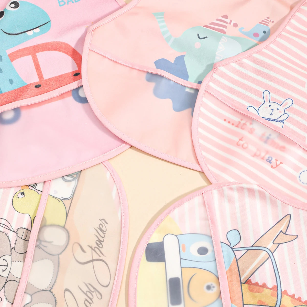Baby Rice Pocket Bib Antifouling Drool Bib Overgarment Rabbit Wash Drool Pocket PU Waterproof Cape for Children