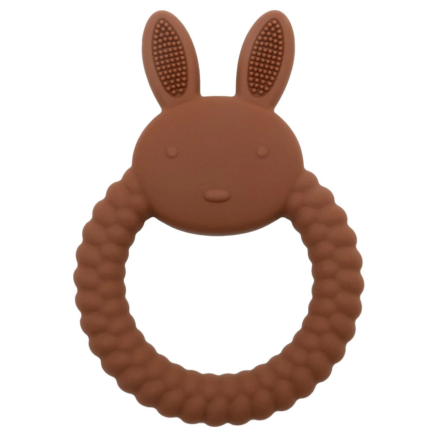 New Design Baby Rabbit Baby Toy Food Grade Safe Silicone Toothbrush Teether Toy Teething Set for Newborn Gift